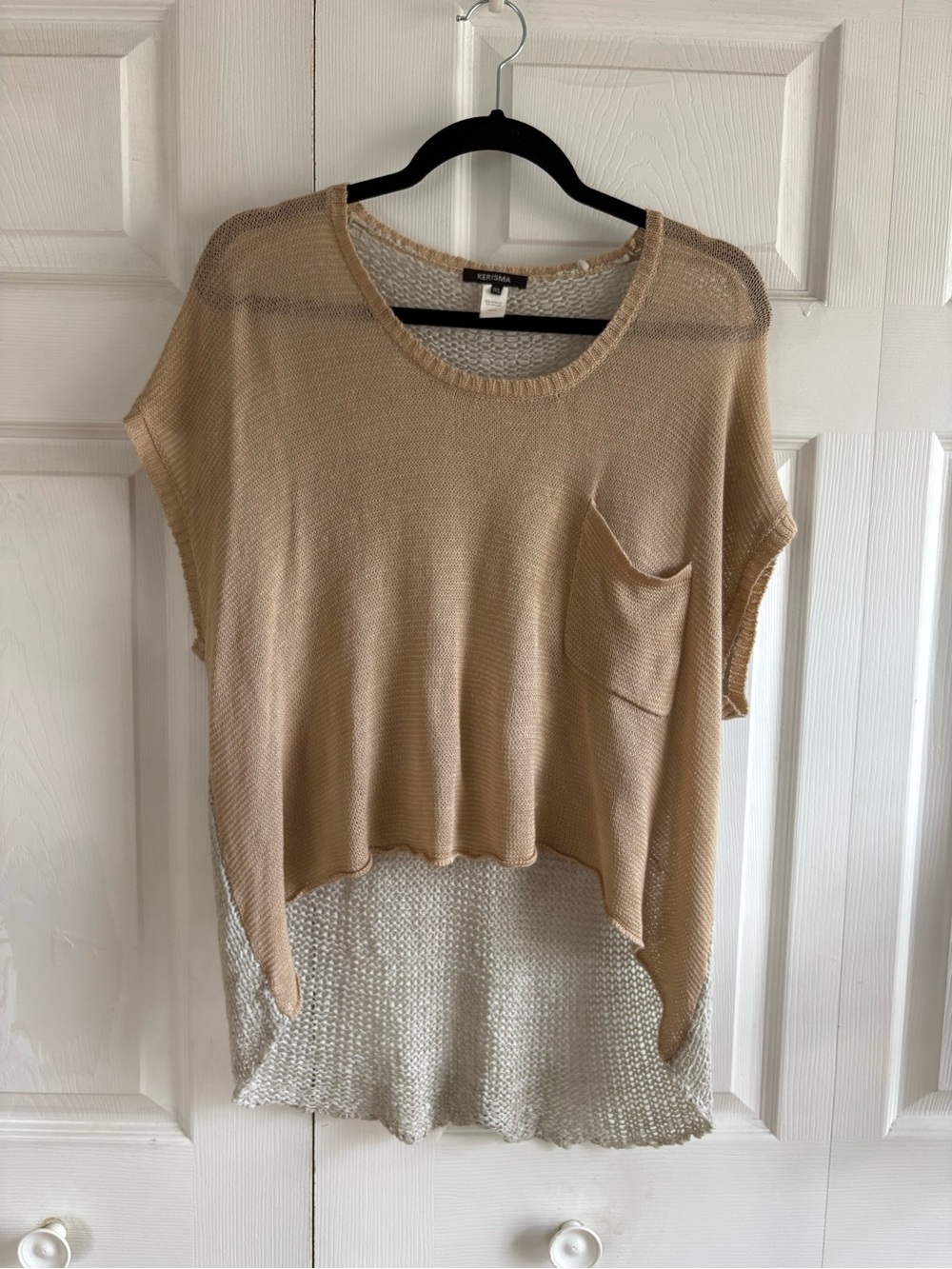KERISMA Beige Silver Knit Pocket‎ Relaxed Oversized Slouchy Top M/L Lagenlook